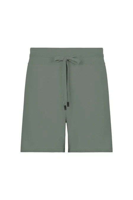 Bağcıklı Nakış Logolu Haki Triko Şort