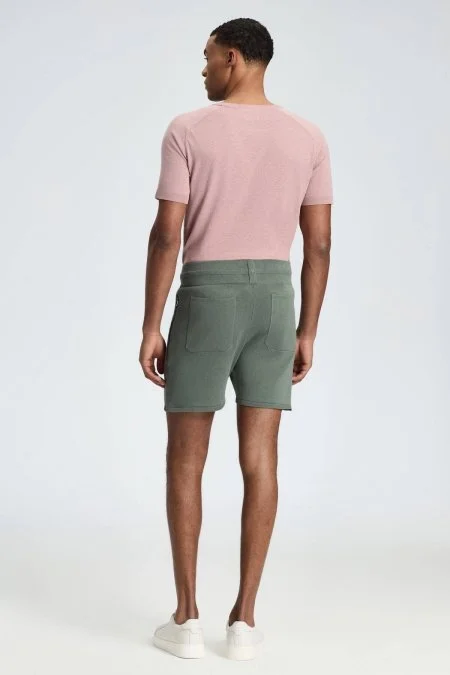Bağcıklı Nakış Logolu Haki Triko Şort