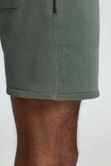 Bağcıklı Nakış Logolu Haki Triko Şort
