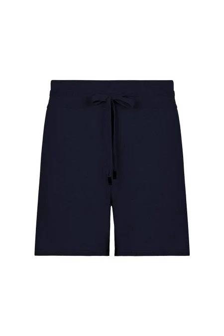 Bağcıklı Nakış Logolu Lacivert Triko Şort