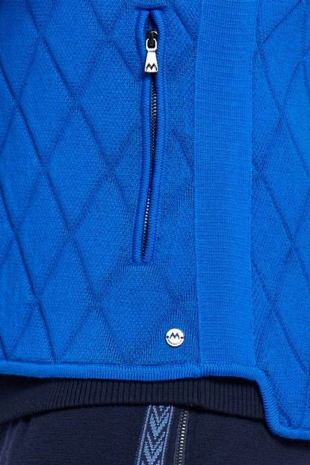 Merino Yün Activewear Mavi Triko Yelek