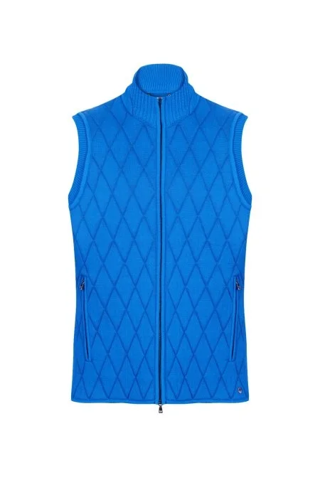 Merino Yün Activewear Mavi Triko Yelek