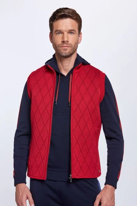 Merino Yün Activewear Kırmızı Triko Yelek