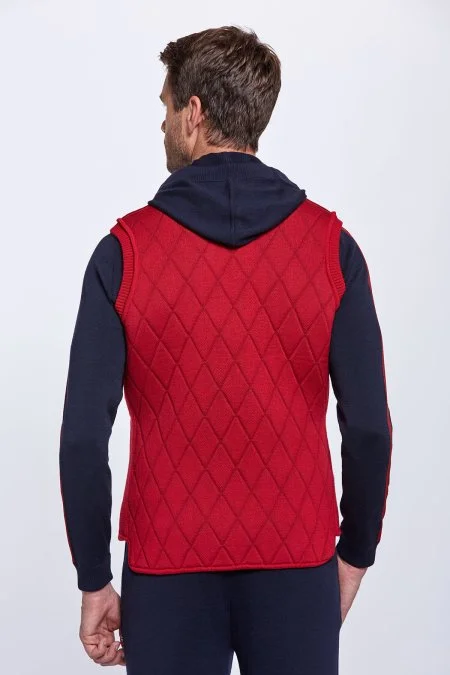 Merino Yün Activewear Kırmızı Triko Yelek