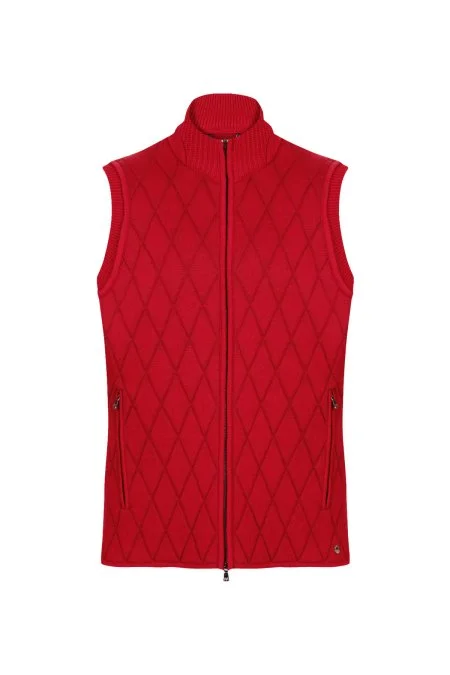 Merino Yün Activewear Kırmızı Triko Yelek