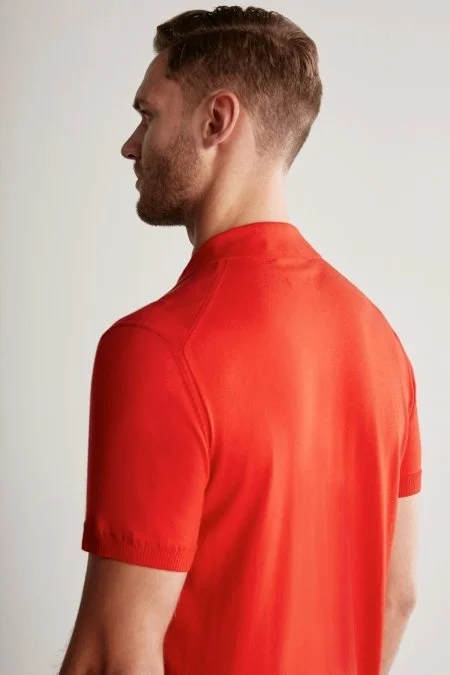 Argyle Desen Giza Pamuk Kırmızı Triko Polo