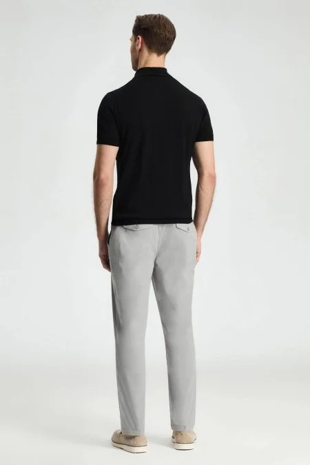 Baklava Desen Giza Pamuk Siyah Triko Polo