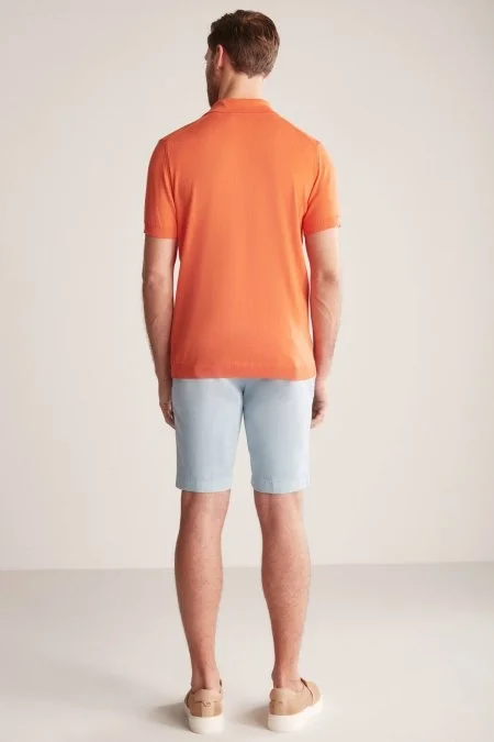 Argyle Desen Giza Pamuk Turuncu Triko Polo