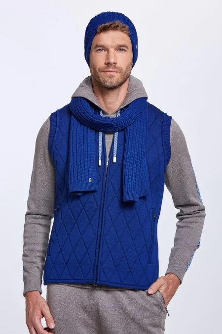 Merino Yün Activewear İndigo Triko Yelek