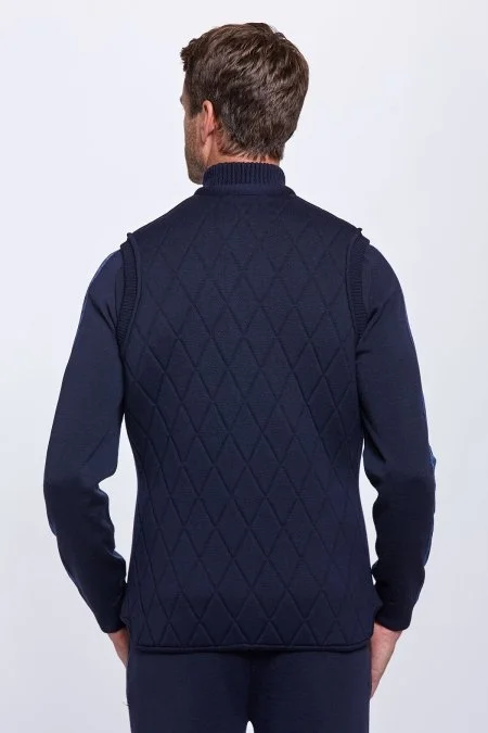 Merino Yün Activewear Lacivert Triko Yelek