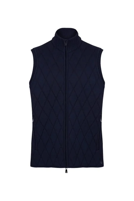 Merino Yün Activewear Lacivert Triko Yelek