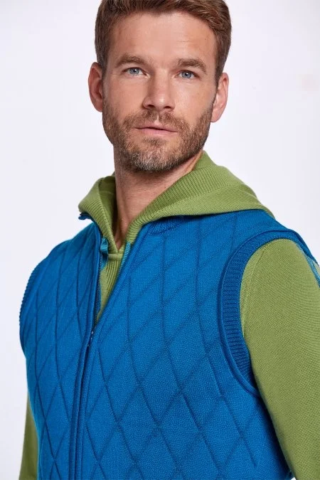 Merino Yün Activewear Petrol Mavisi Triko Yelek