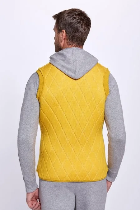 Merino Yün Activewear Sarı Triko Yelek