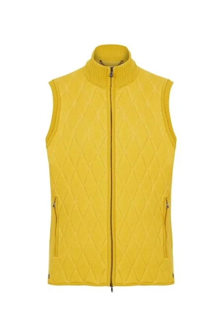 Merino Yün Activewear Sarı Triko Yelek