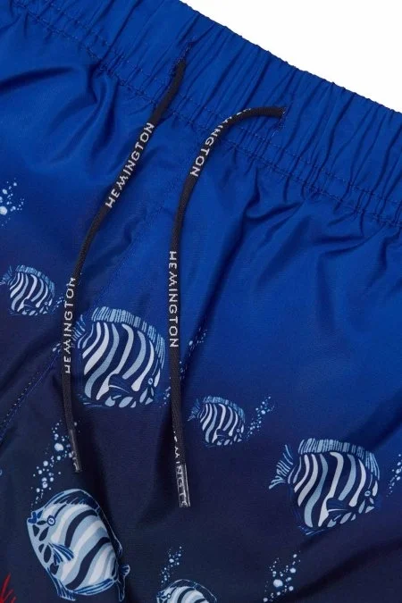 Balık Desen Lacivert Quick Dry Çocuk Mayo