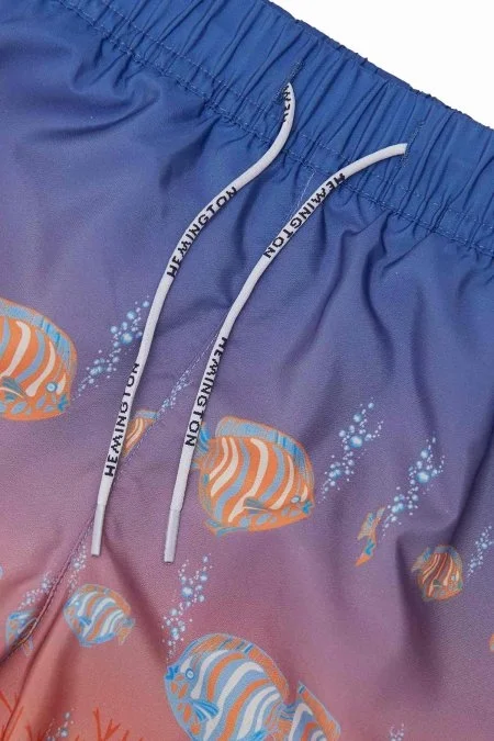 Balık Desen Turuncu Quick Dry Çocuk Mayo