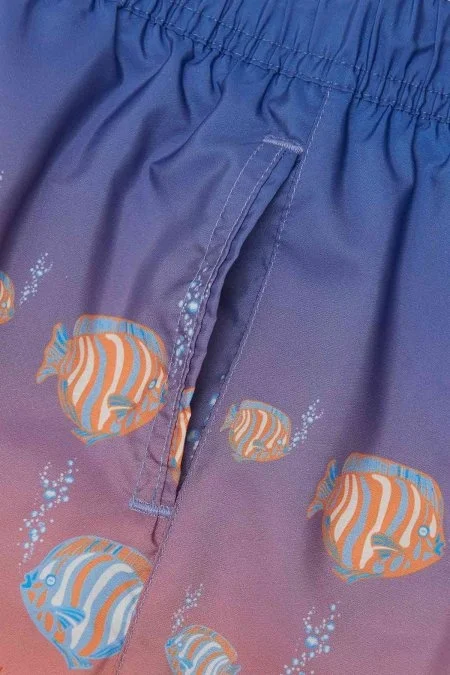 Balık Desen Turuncu Quick Dry Çocuk Mayo