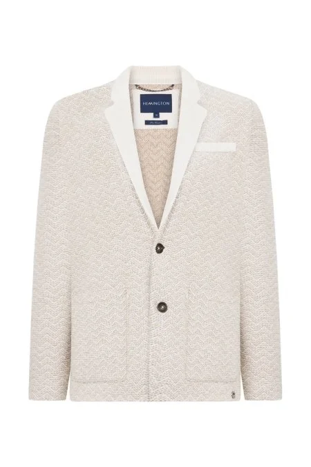 Balıksırtı Desen Saf Kaşmir Camel Triko Ceket