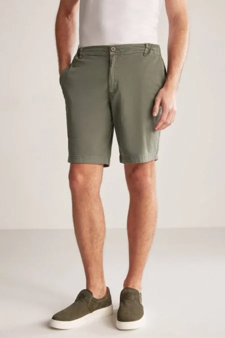 Beli Lastikli Haki Şort