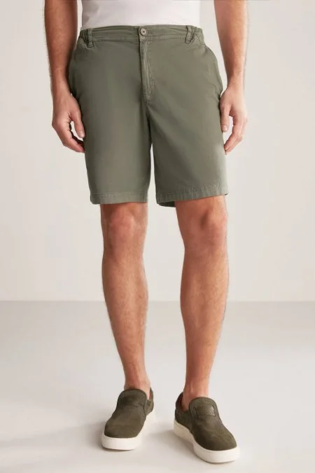 Beli Lastikli Haki Şort