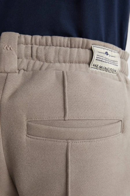Beli Lastikli Pamuk Bej Çocuk Pantolon