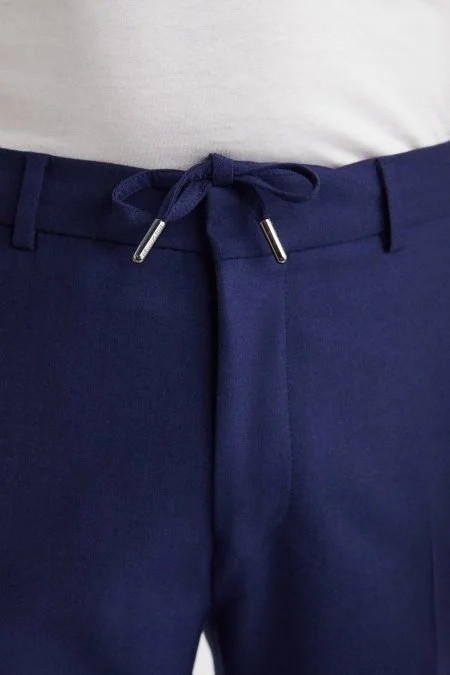 Beli Lastikli Lacivert Yün Jogger Flanel Pantolon