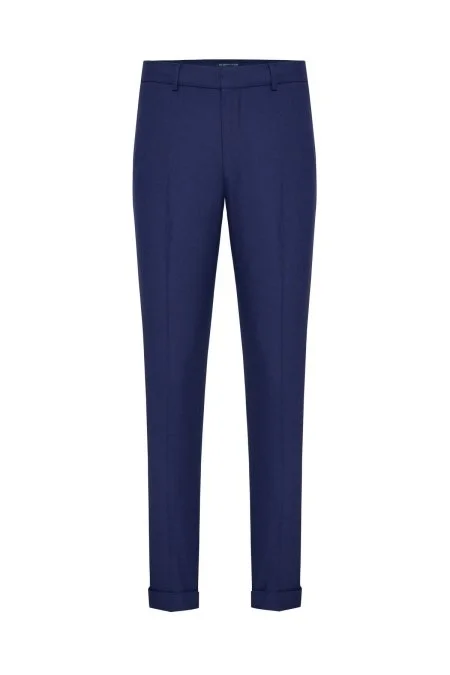 Beli Lastikli Lacivert Yün Jogger Flanel Pantolon