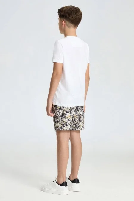 Beyaz Bisiklet Yaka Basic Çocuk T-Shirt