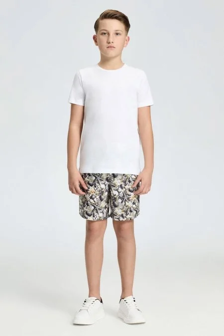 Beyaz Bisiklet Yaka Basic Çocuk T-Shirt