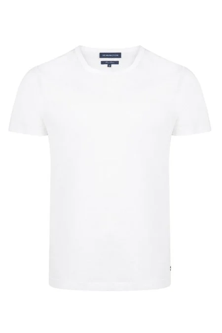 Beyaz Bisiklet Yaka Basic T-Shirt