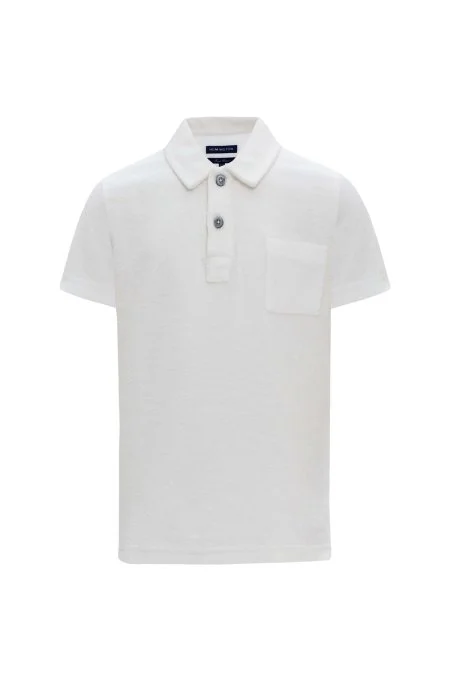 Beyaz Havlu Kumaş Polo Yaka Çocuk T-Shirt
