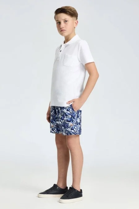 Beyaz Havlu Kumaş Polo Yaka Çocuk T-Shirt