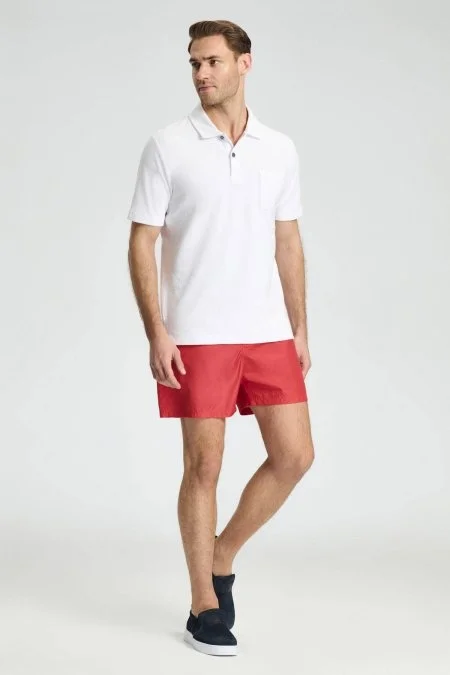 Beyaz Havlu Kumaş Polo Yaka T-Shirt