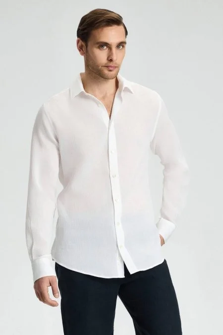 Beyaz Saf Pamuk Gömlek