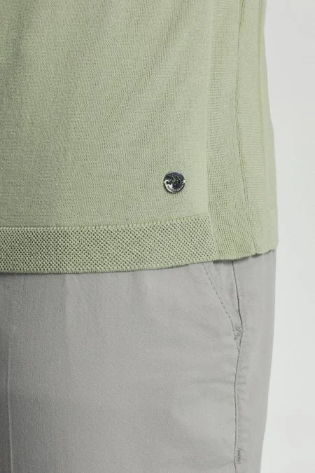 Bisiklet Yaka Yeşil Giza Pamuk Triko T-Shirt