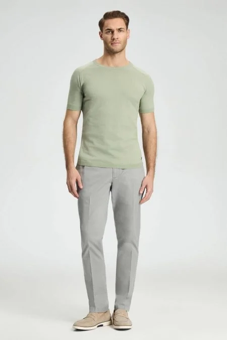 Bisiklet Yaka Yeşil Giza Pamuk Triko T-Shirt