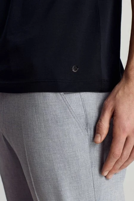 Bisiklet Yaka Lacivert Basic T-Shirt