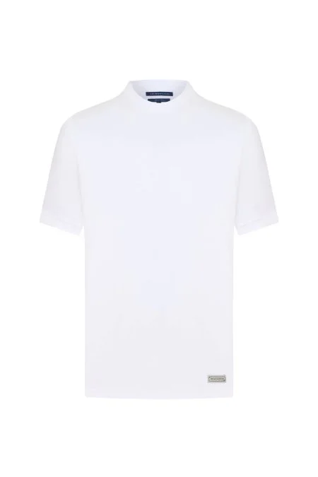 Bisiklet Yaka Rahat Kesim Saf Pamuk Beyaz T-Shirt