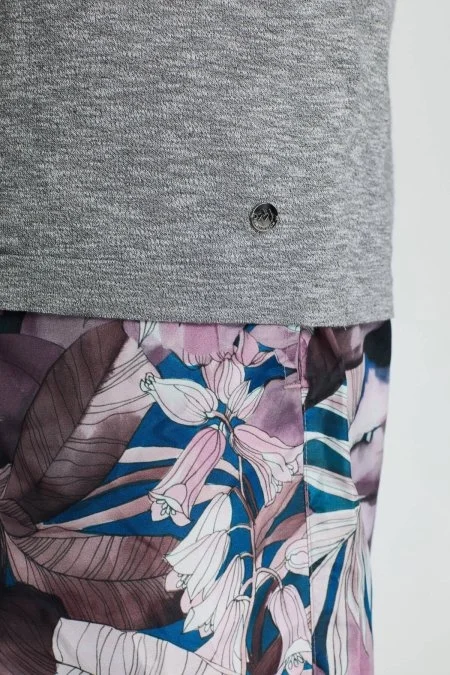 Bisiklet Yaka Saf Pamuk Açık Gri Triko T-Shirt