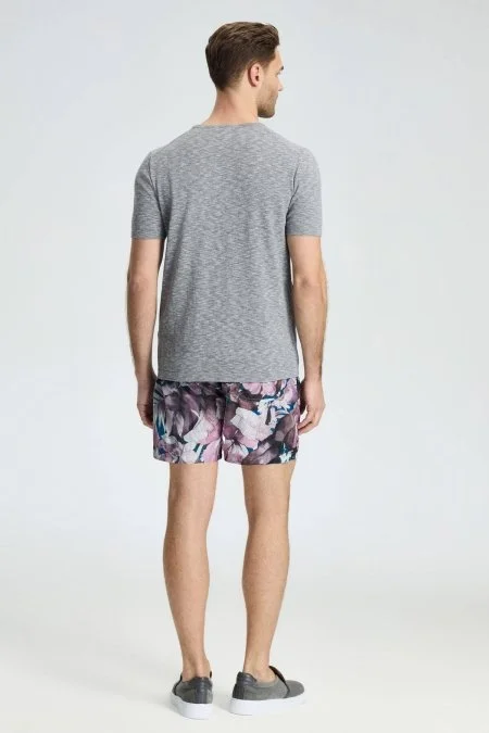 Bisiklet Yaka Saf Pamuk Açık Gri Triko T-Shirt