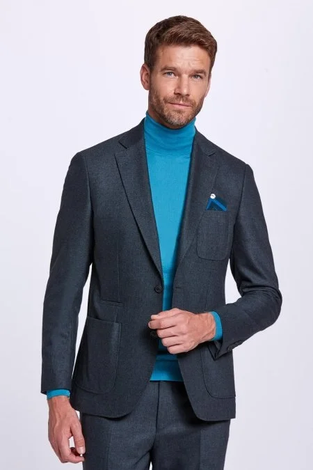 Boğazlı Slim Fit Zümrüt Yeşili Merino Yün Triko