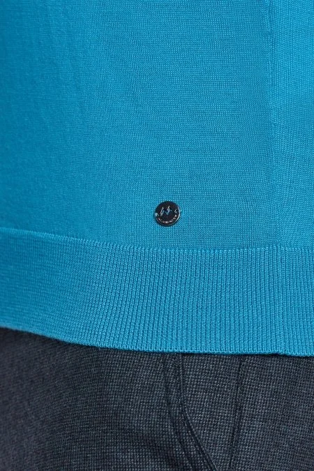 Boğazlı Slim Fit Zümrüt Yeşili Merino Yün Triko