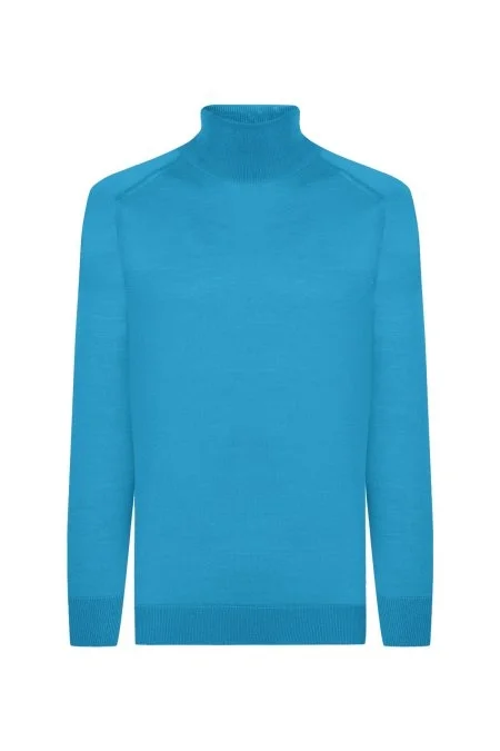 Boğazlı Slim Fit Zümrüt Yeşili Merino Yün Triko