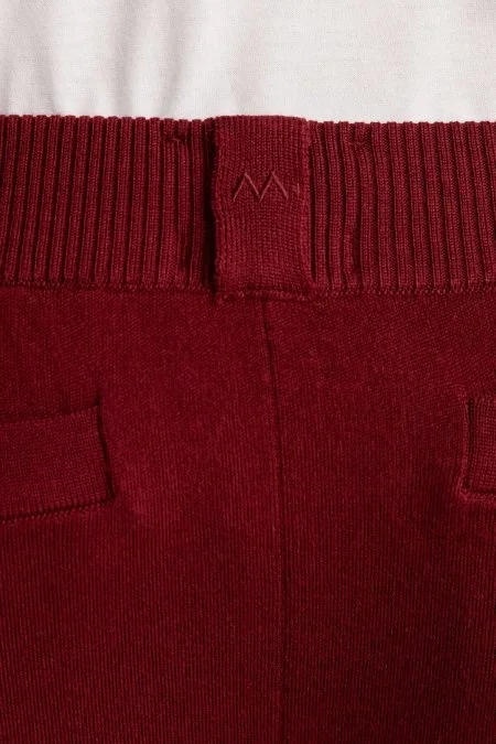 Bordo Merino Yün Activewear Triko Pantolon