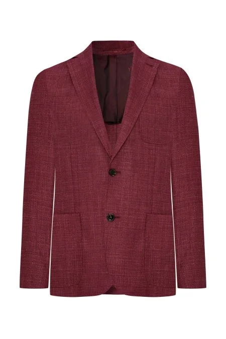 Keten Karışım Bordo Yazlık Blazer Ceket
