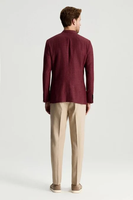 Keten Karışım Bordo Yazlık Blazer Ceket