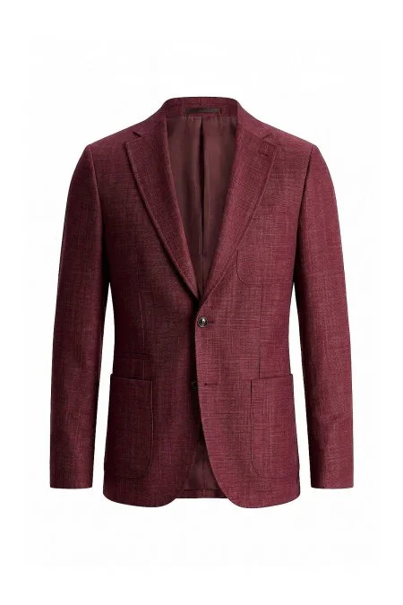 Keten Karışım Bordo Yazlık Blazer Ceket