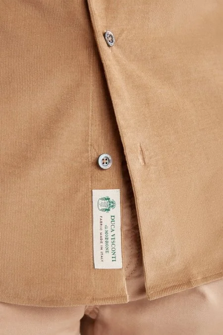 Camel İnce Fitilli Kadife Gömlek