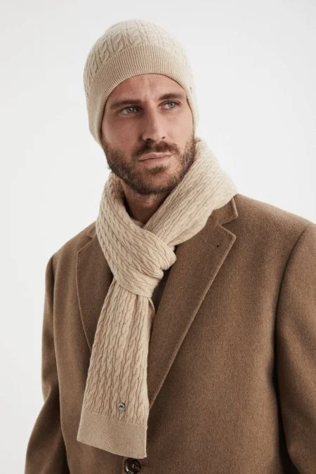 Lambswool Yün Camel Atkı