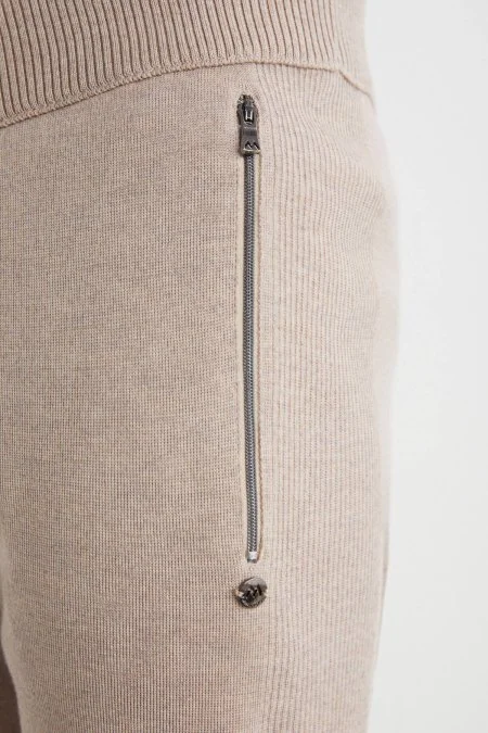 Camel Merino Yün Activewear Şerit Detaylı Triko Pantolon